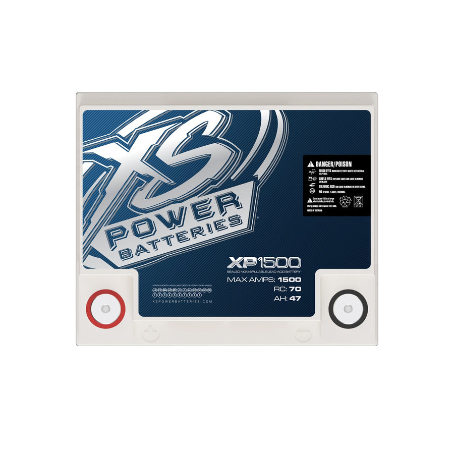 Side label view of XS Power XP1500 12V AGM reserve battery