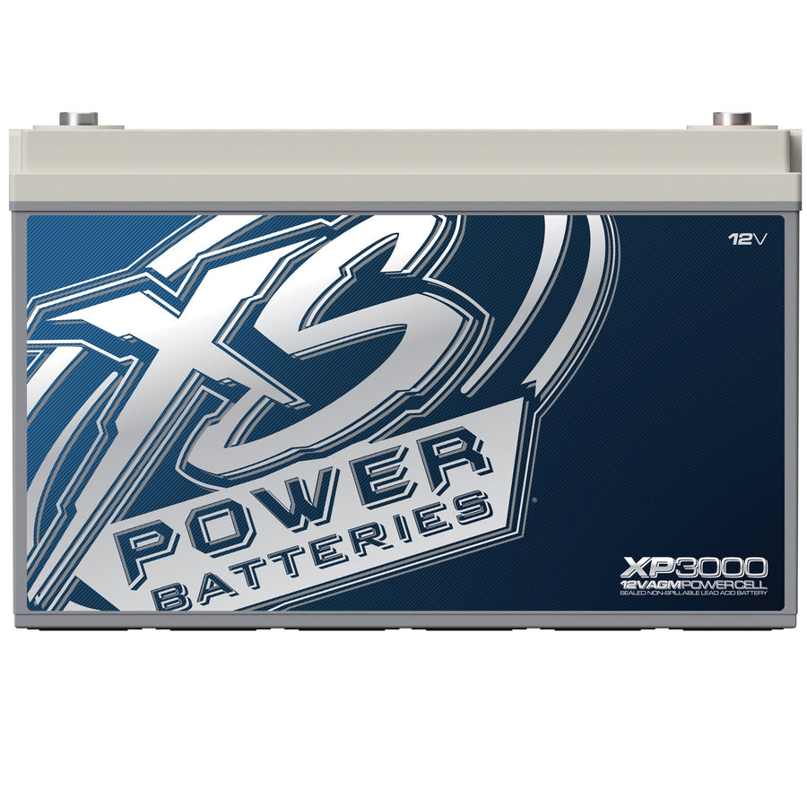 Front angle view of XS Power XP3000 12 volt AGM Group 31 secondary battery