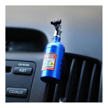 Load image into Gallery viewer, NOS nitrous bottle air freshener blue clip on mounted in car air vent